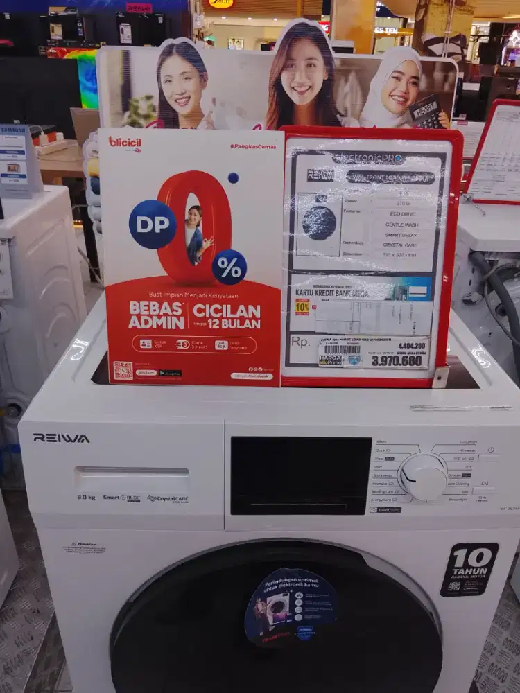 CICILAN, MESIN LAUNDRY REIWA SMART DELAY, DP0% BUNGA RENDAH