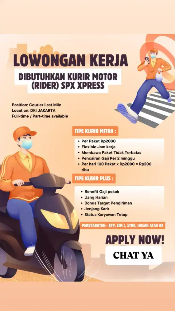 Dibutuhkan kurir motor Spx express ALL DKI