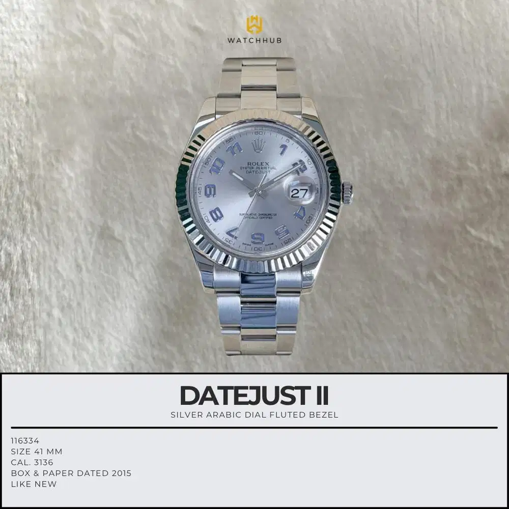 Rolex Datejust II Silver Arabic 116334
