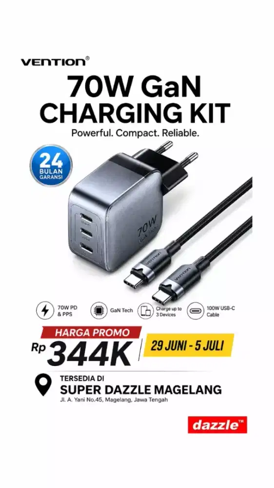 Tc ventionset GaNdash 70 Watt c to c 1m gray