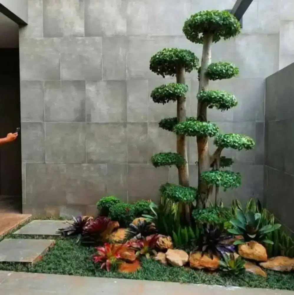 pembuatan taman rumputt taman kering dan perawatan