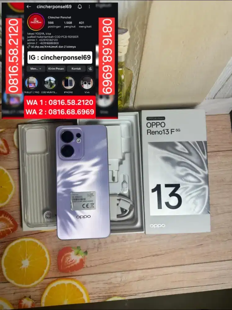 Jual hp LIKENEW oppo reno 13f 5g 8/256 istimewa siap pakai