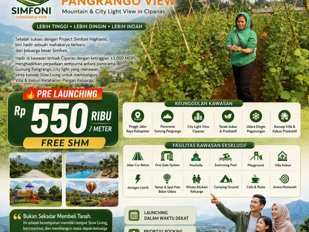 Tanah Kavling Simfoni Pangrango View di Cipanas Puncak Bogor