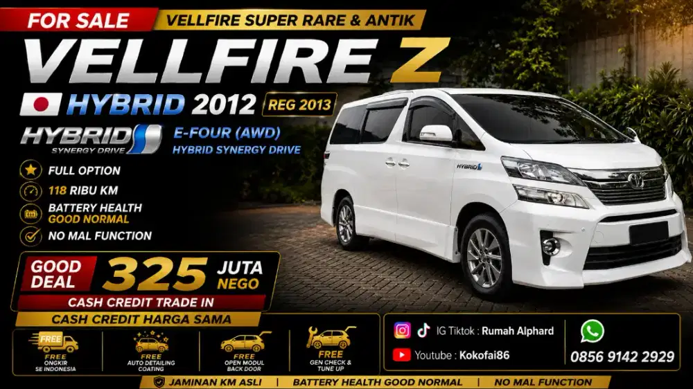 FOR SALE VELLFIRE Z 2.4 HYBRID 2012 EFOUR AWD