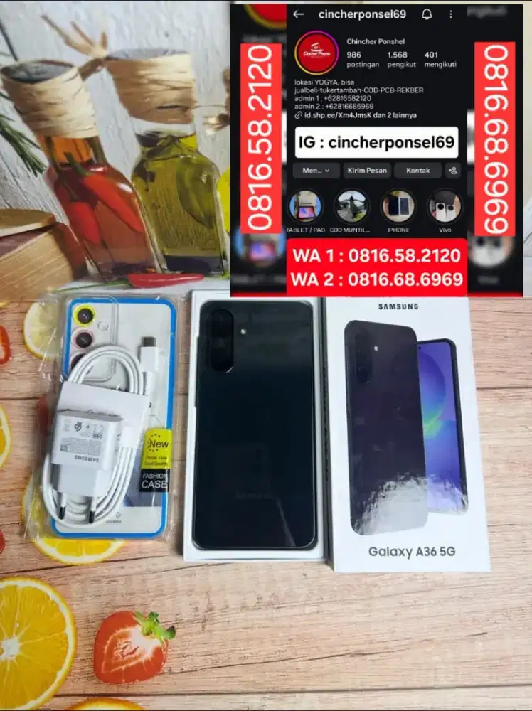 Jual hp likeNEW SAMSUNG A36 5g 8/256 ISTIMEWA grns on free adaptor