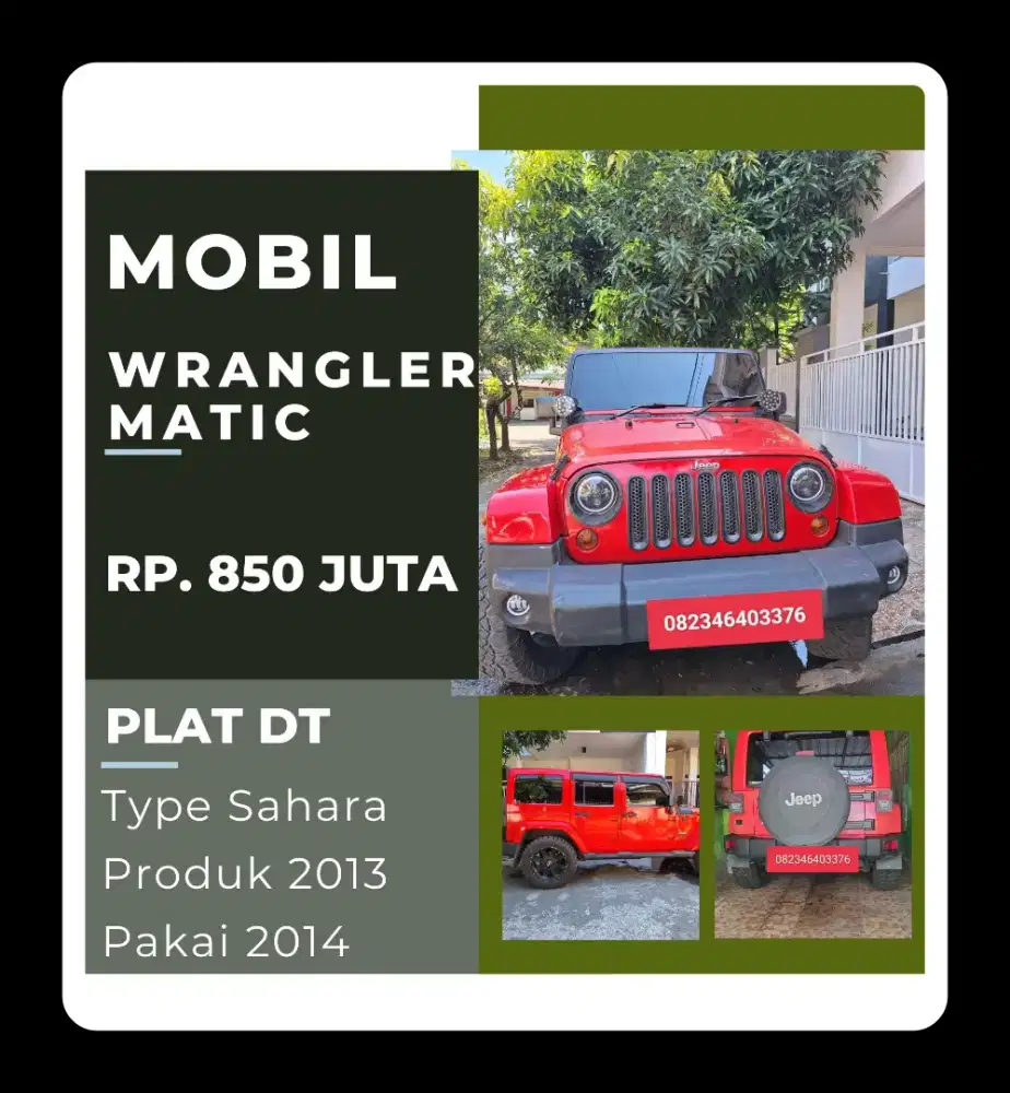Jeep WrangLer  MATIC type Sahara Produk 2013Pakai 2014