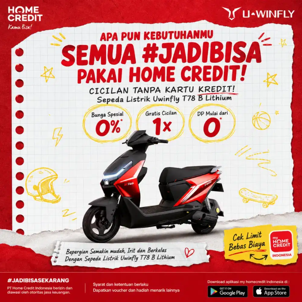 PROMO KREDIT SEPEDA LISTRIK UWINFLY T78 B LITHIUM TERMURAH
