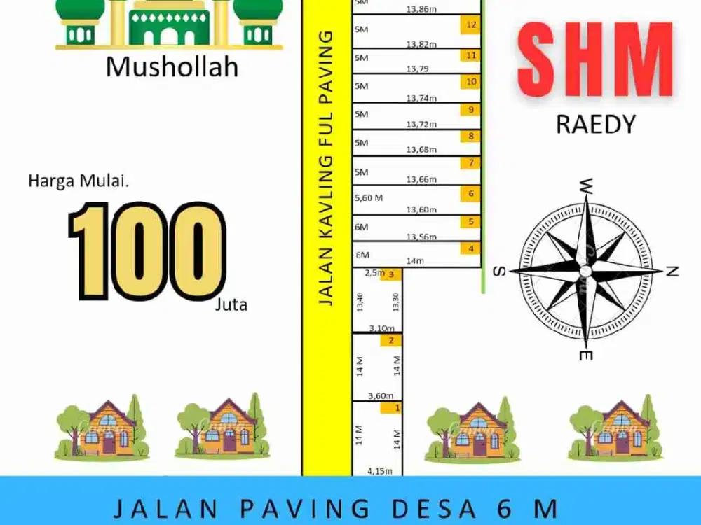 15 Unit Tanah Kavling Pekarangan siap Bangun di Pilang, Wonoayu, Sda