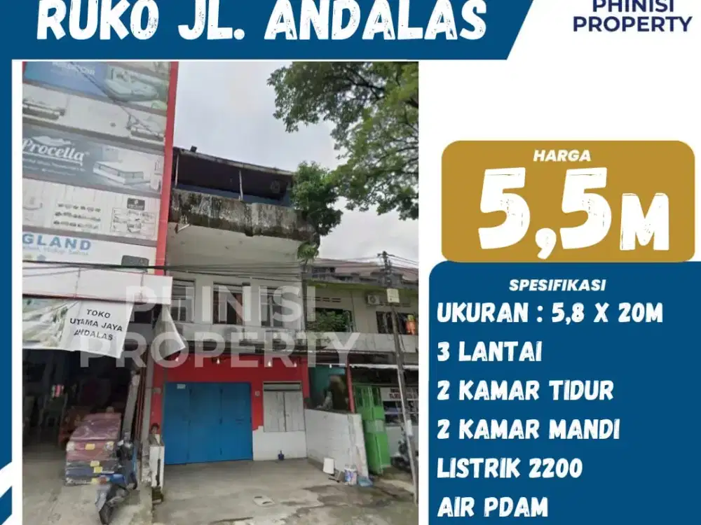 Dijual Ruko Strategis di Jl. Andalas – Cocok untuk Usaha & Investasi