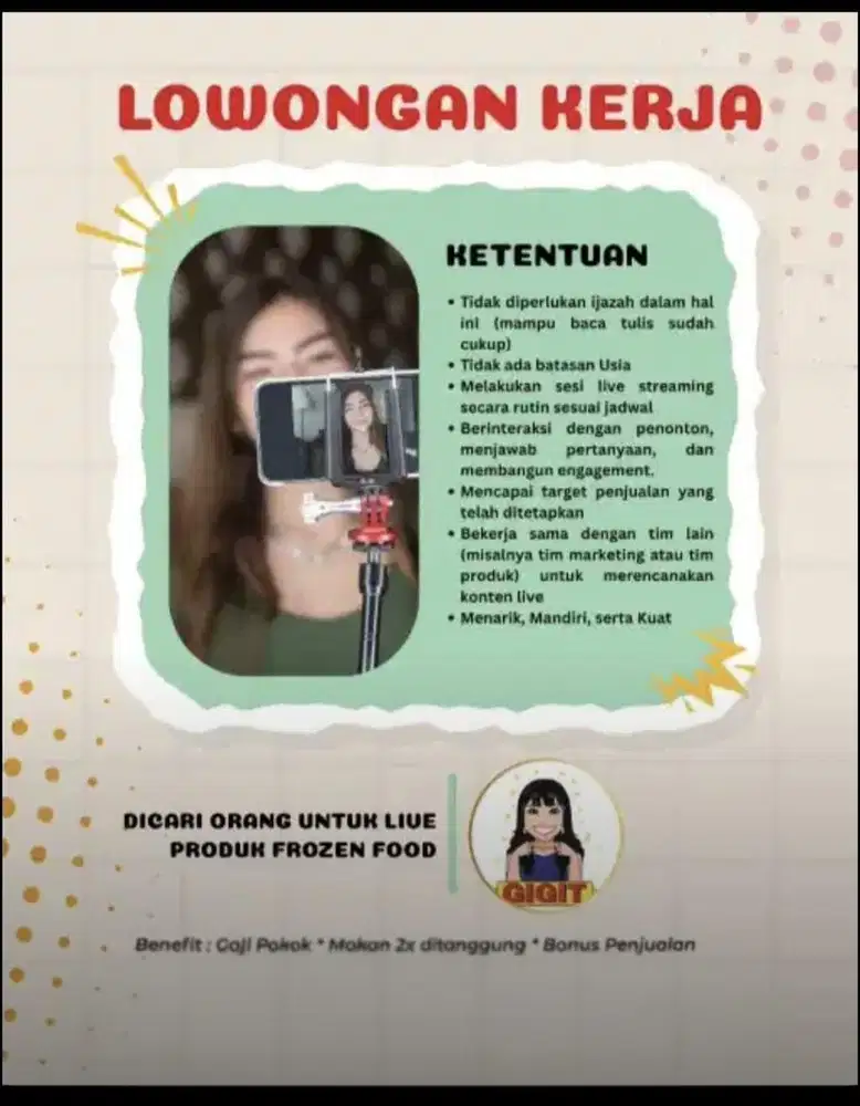 Dibutuhkan segera hostlive