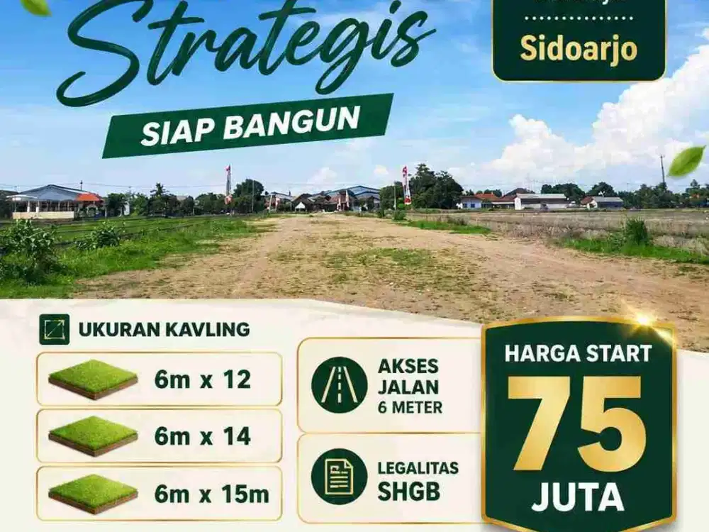 46 Unit Tanah Kavling Pekarangan siap Bangun di Ds Banar Pilang, Wonoayu, Sda