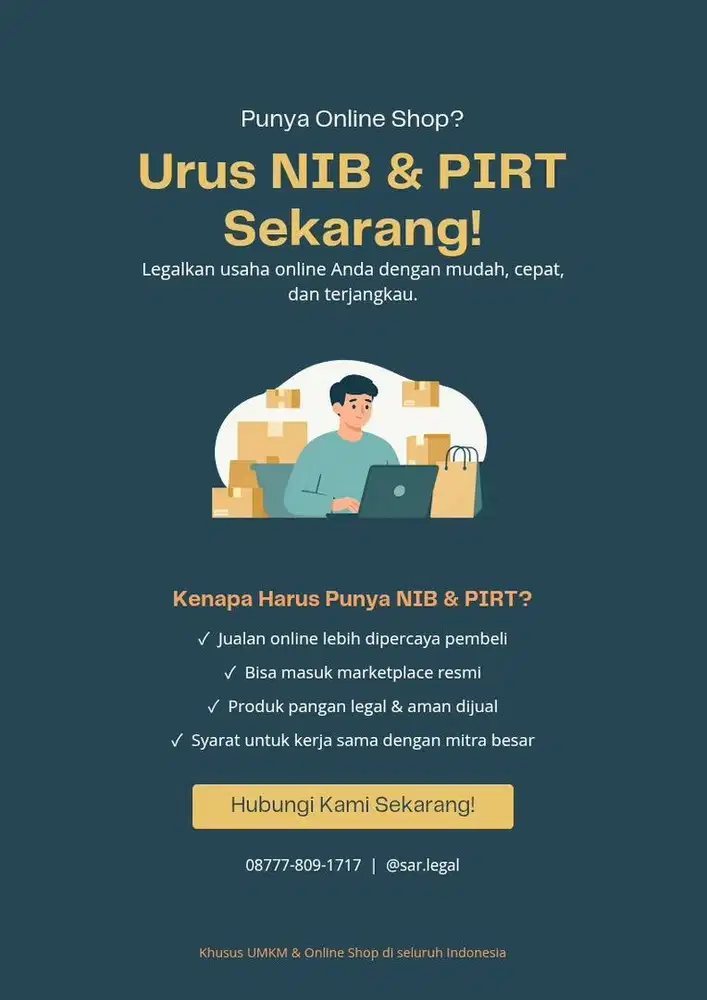 Jasa Pembuatan NIB & PIRT untuk UMKM & E-COMMERCE SELLER Murah & Mudah