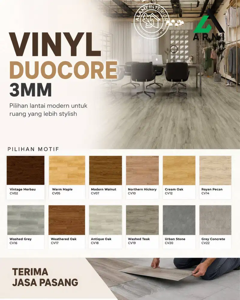 Vinyl Duocore/Ukuran 3mm/Dekorasi Lantai