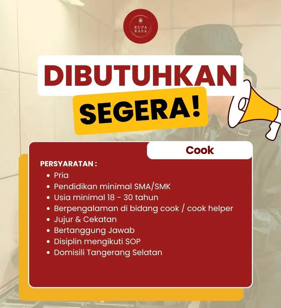 Lowongan kerja COOK BSD