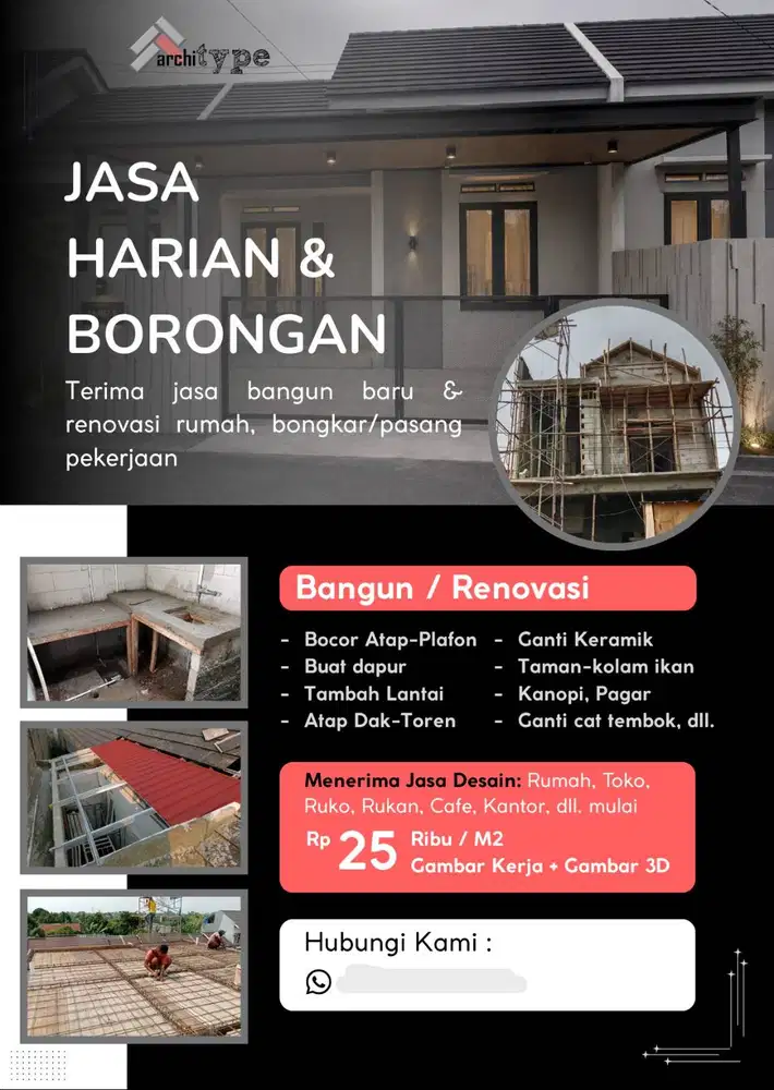 Jasa Harian atau Borongan tukang renovasi rumah rumah ruko kosan