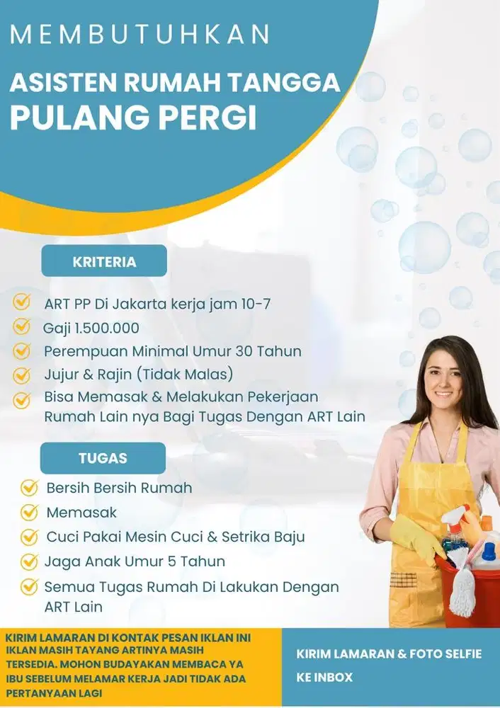 Butuh ART pulang pergi