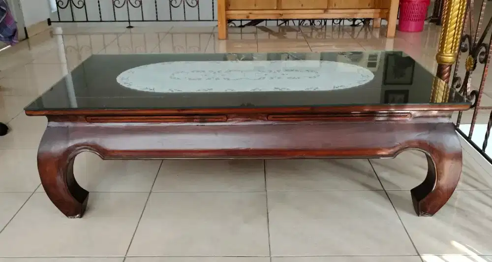 Di jual Meja Tamu Kayu Jati dengan kaca