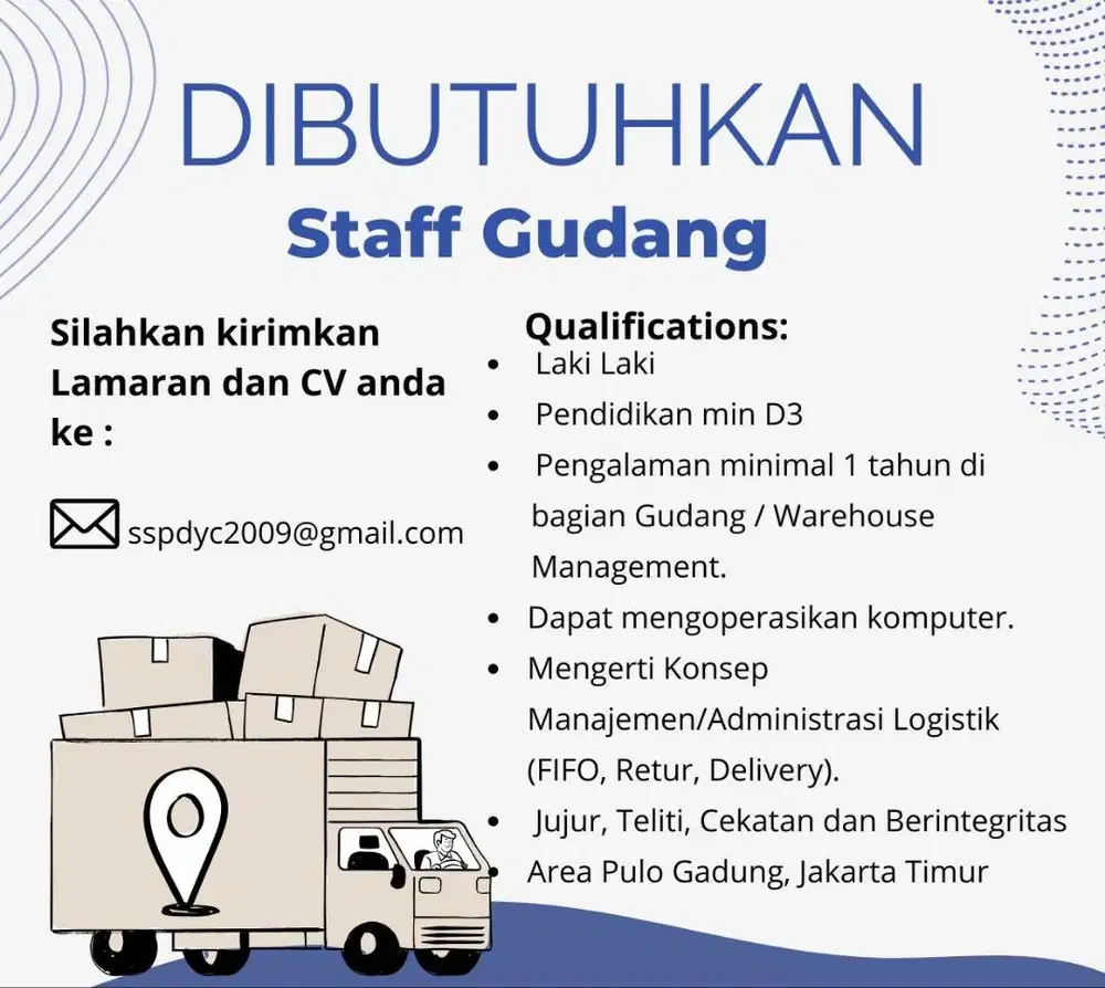 DIBUTUHKAN STAFF GUDANG
