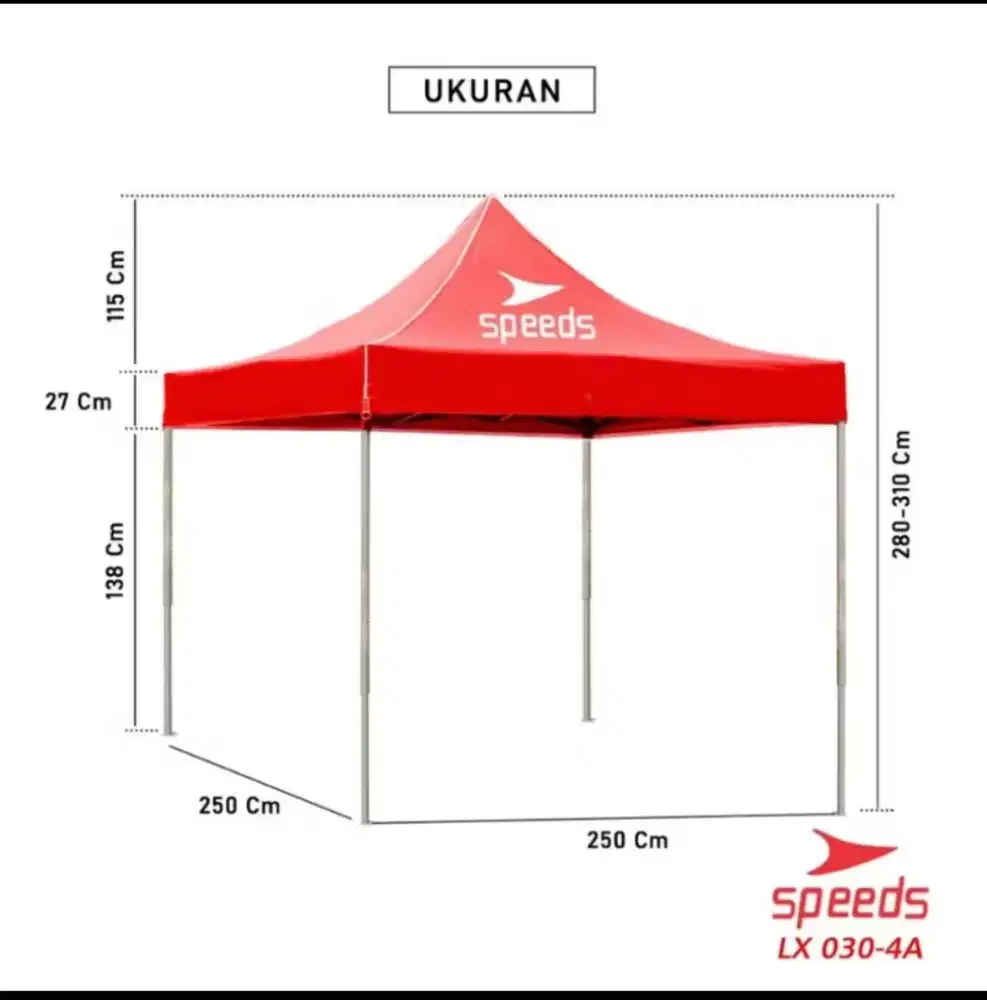 Tenda Lipat 2.5m x 2.5m Speed