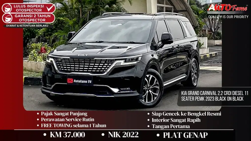 Kia Grand Carnival 2.2 CRDi Diesel 11 Seater Pemk 2023 Black On Black