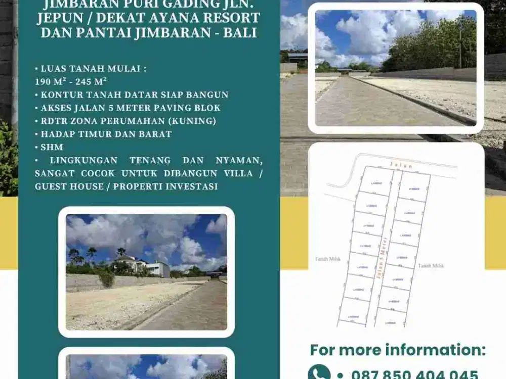 DIJUAL TANAH LINGKUNGAN ELIT JIMBARAN PURI GADING
