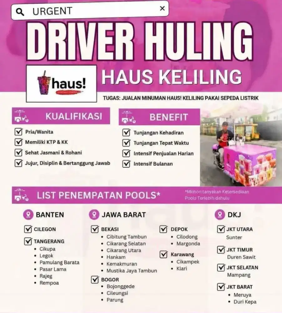LOWONGAN PEKERJAAN DRIVER HAUS KELILING