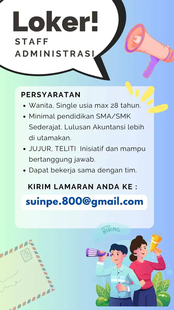 DIBUTUHKAN STAFF ADMINISTRASI