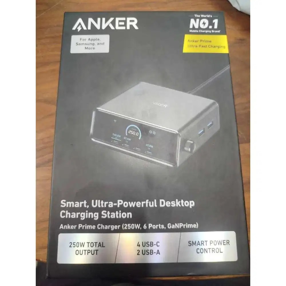 Anker Prime Charger (250W, 6 Ports, GaNPrime) Ultra-Powerful Desktop C