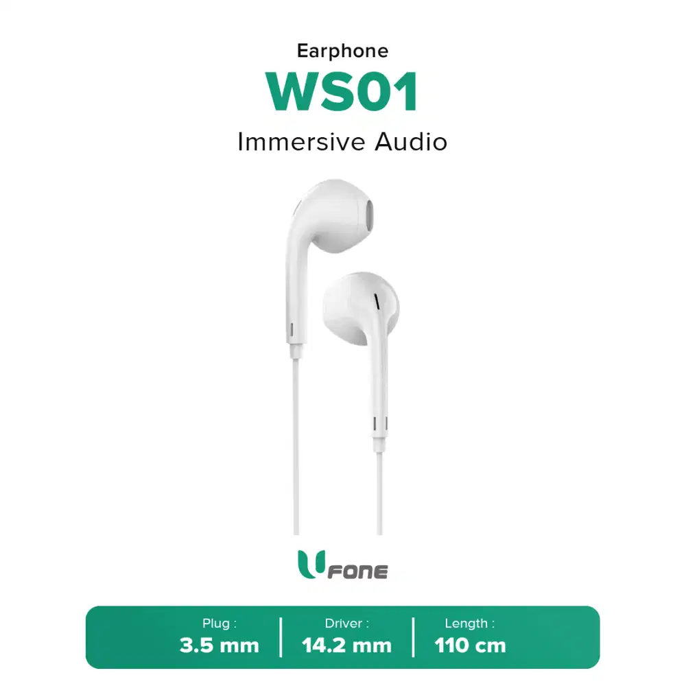 Ufone WS01 Immersive Audio 3.5mm Stereo Semi In-Ear Earphone Headset