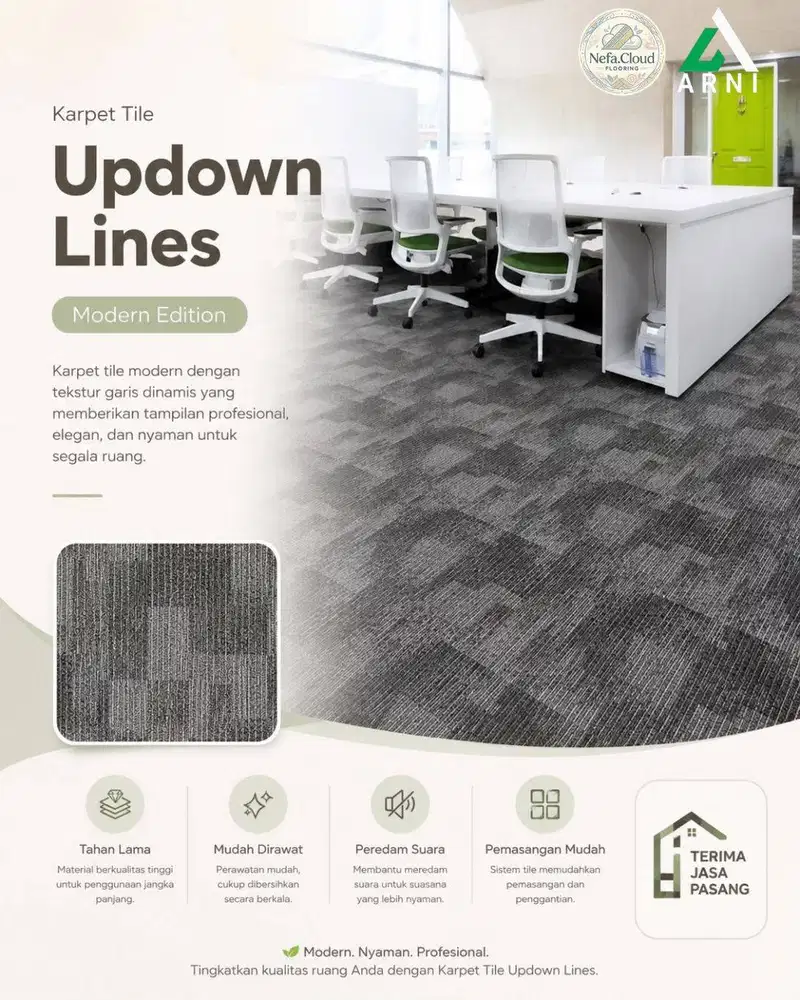Karpet Tile Updown Lines Modern Edition 50 x 50cm / Karpet Lantai