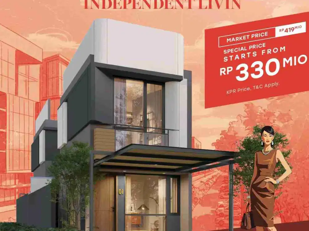 Rumah Cantik Minimalis Bronze Tipe 3R Indent 2;Tahun 2 Lantai Legok Park Serpong