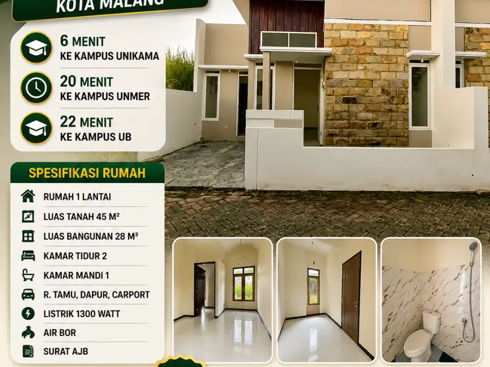 Dijual Rumah Modern Sukun Malang – Dekat Sekolah, Kampus & Rumah Sakit