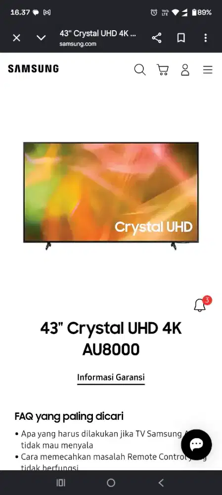 TV SAMSUNG 43 inch Crystal UHD 4K AU8000