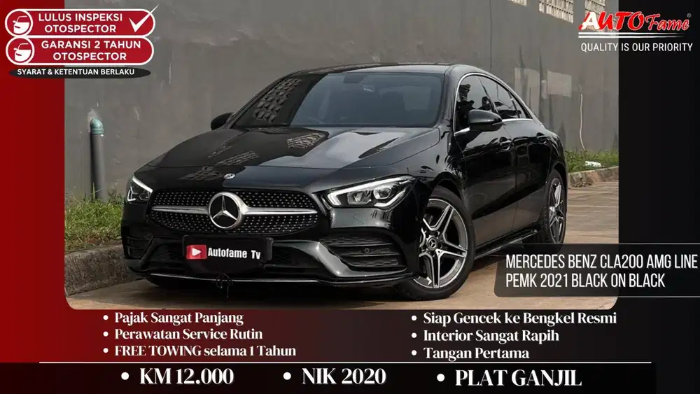 KM12RB Mercedes Benz CLA200 AMG Line Pemk 2021 Black On Black Tgn 1 Dr