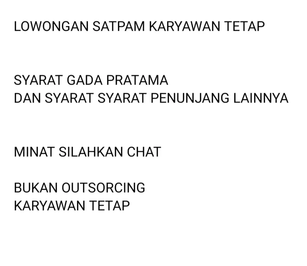 Lowongan kerja satpam karyawan