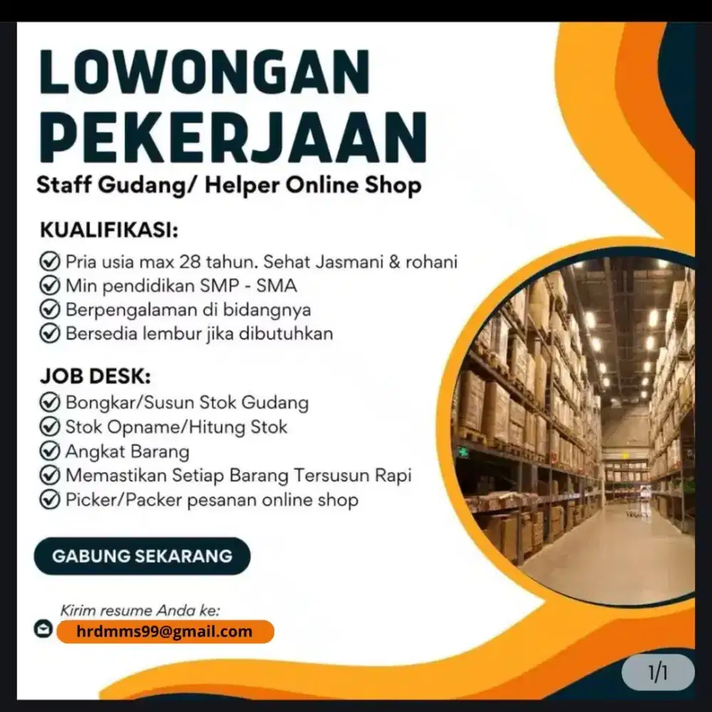 Dibutuhkan Freelance Loker Gudang