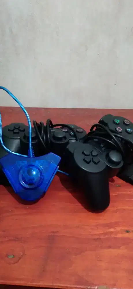 Sepaket 2 Stik PS2 Mulus + Konverter Segitiga Biru PC/Laptop