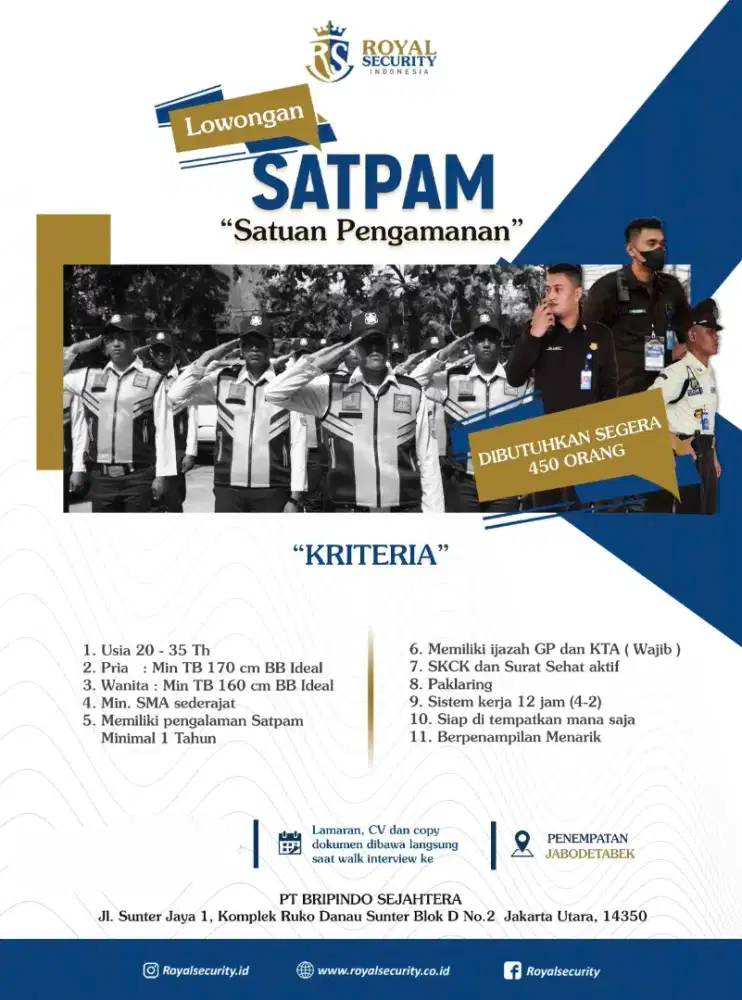 Dibutuhkan pria dan wanita sebagai sekurity.