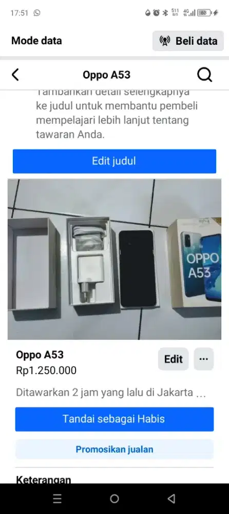OPPO A53 4/128 bekas fungsi normal