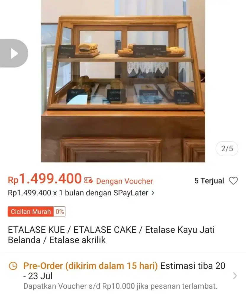 Etalase kayu jati 80cm