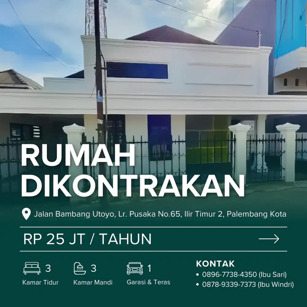 RUMAH DIKONTRAKAN DI ILIR TIMUR 2 PALEMBANG KOTA