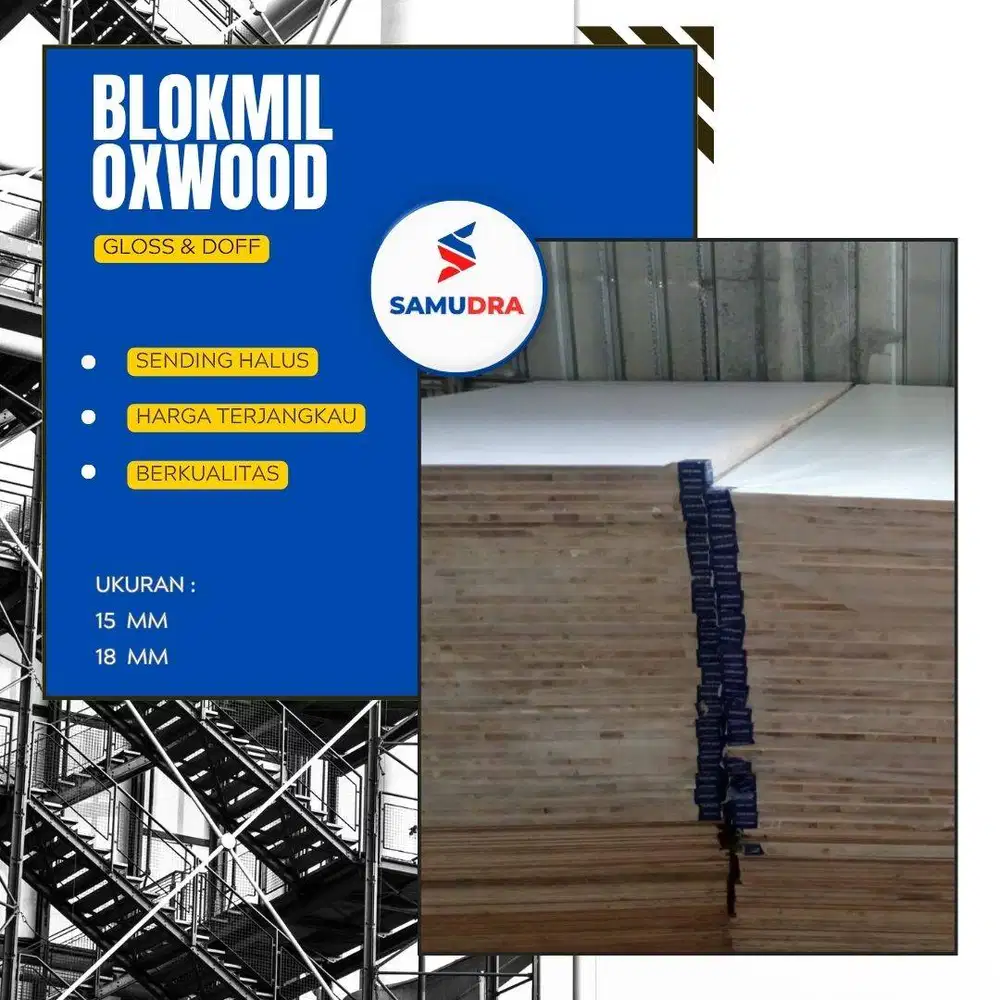 blokmil oxwood 18mm putih doff 1 sisi