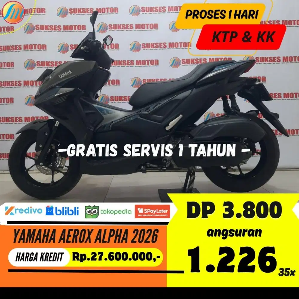 YAMAHA AEROX ALPHA 2026 KREDIT MURAH ANGSURAN SANGAT TERJANGKAU