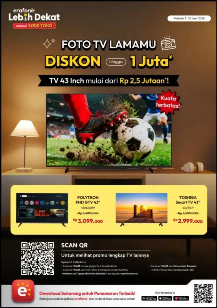 Promo TV 50 inc cuma 3jt an, cicilan 0%