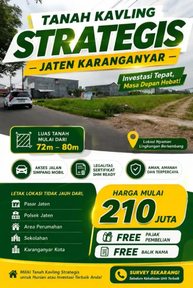 Kavling Strategis Siap Bangun di Jaten Karanganyar,Dekat Polsek Jaten