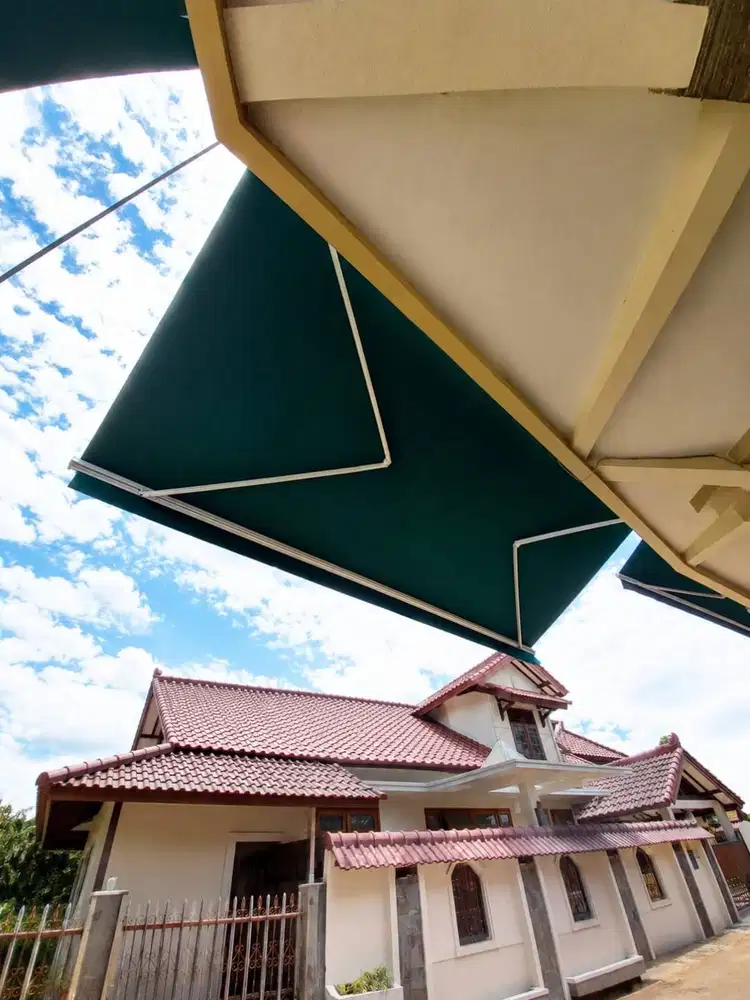 kanopi kain awning warna hijau bahan berkualitas pasang gratis
