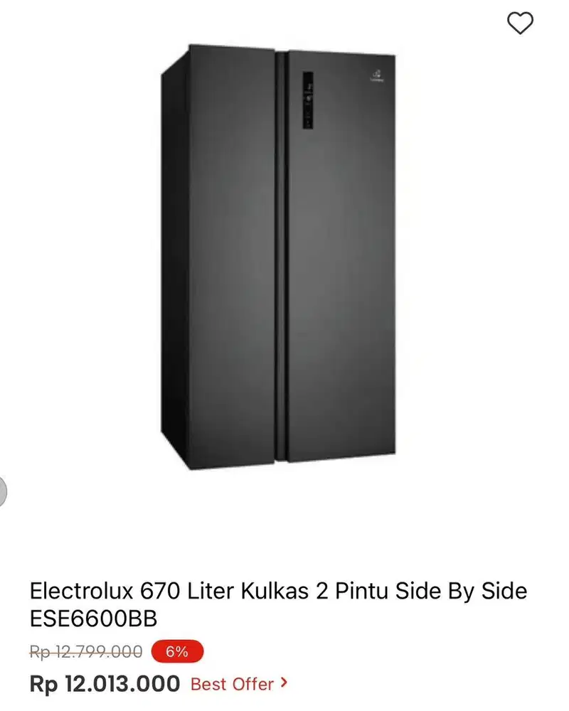 KULKAS SBS ELECTROLUX 670liter