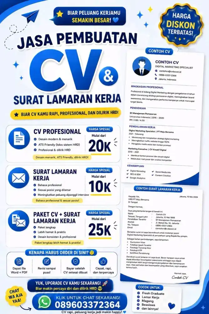 Jasa Pembuatan CV & Surat Lamaran Kerja