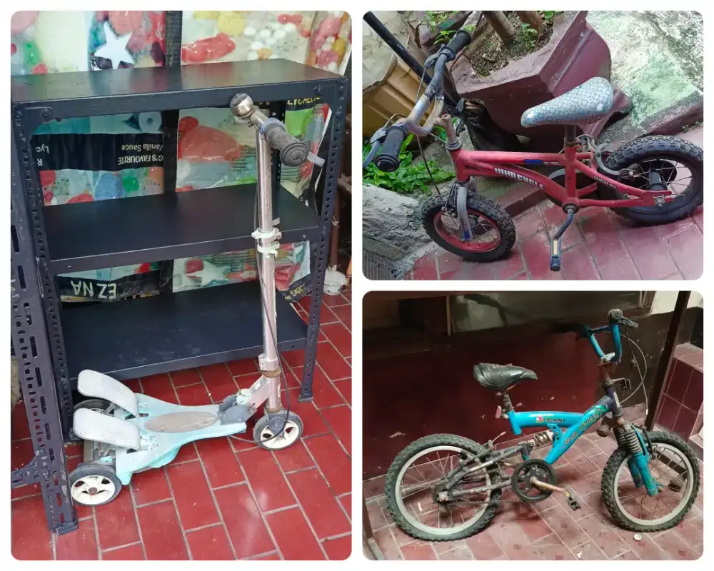 2 sepeda anak & skuter