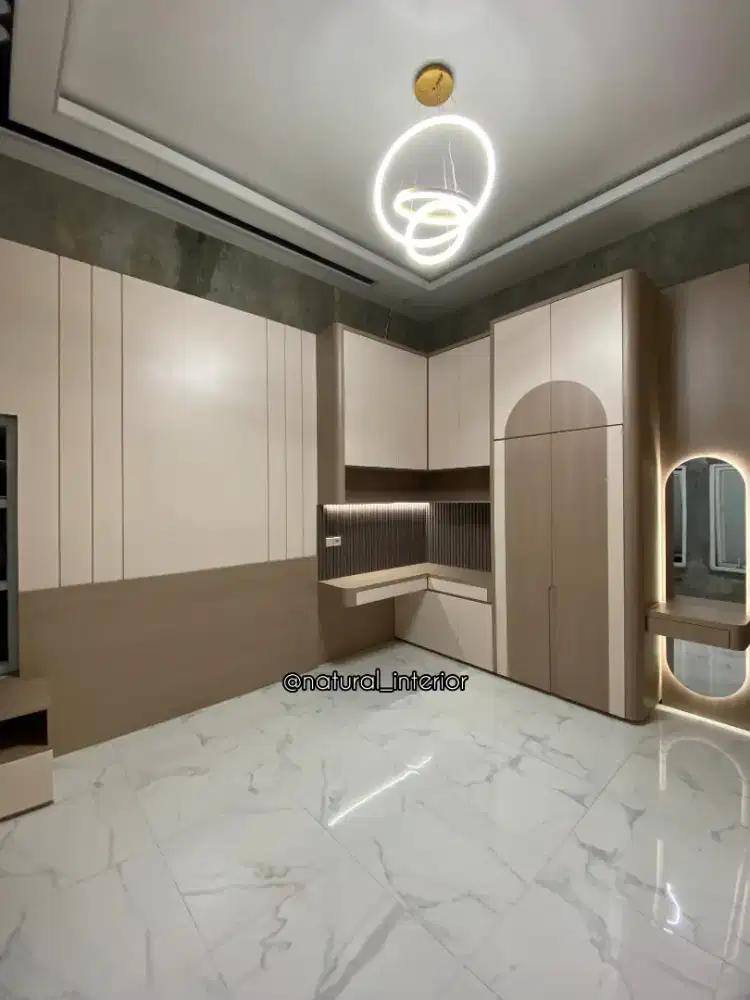 Interior kamar set (meja belajar,meja rias, lemari, backdrop tv)